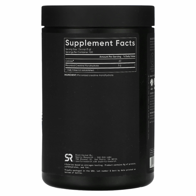 Sports Research, Моногидрат креатина, без добавок, 500 г (1,1 фунта)