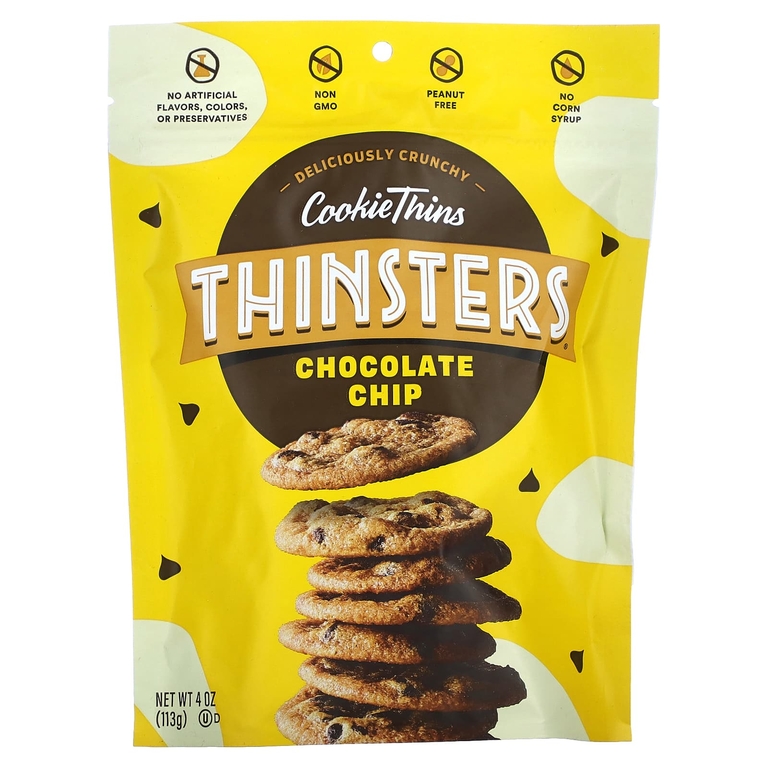 Thinsters, CookieThins, шоколадная крошка, 113 г (4 унции) (Товар снят с продажи) 