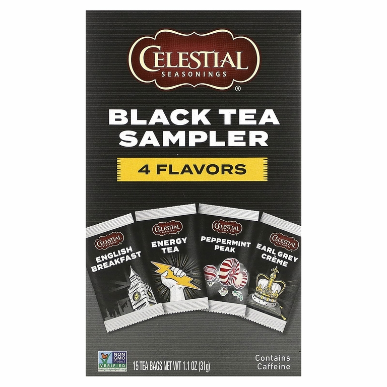 Celestial Seasonings, черный чай, 4 вкуса, 15 чайных пакетиков, 31 г (1,1 унции) (Товар снят с продажи) 