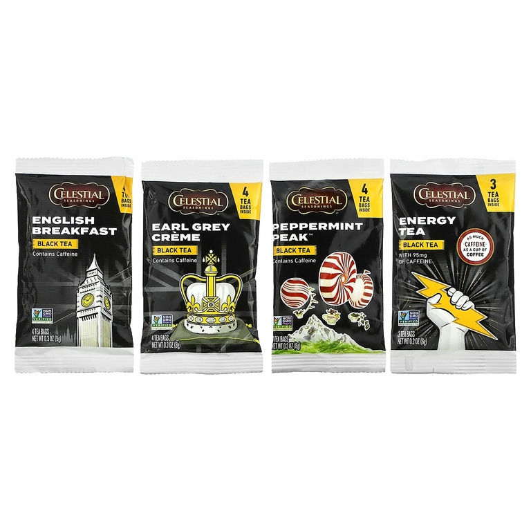 Celestial Seasonings, черный чай, 4 вкуса, 15 чайных пакетиков, 31 г (1,1 унции) (Товар снят с продажи) 
