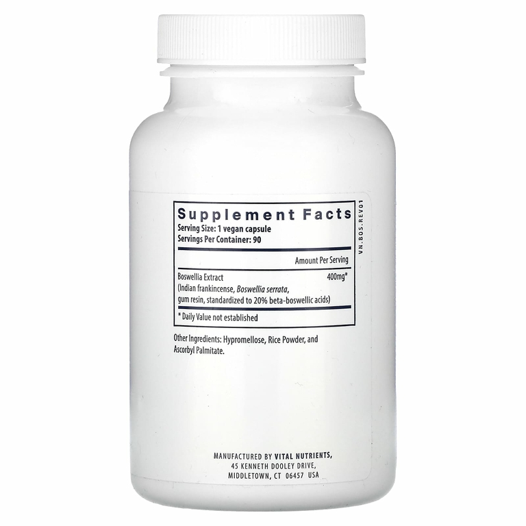 Vital Nutrients, Экстракт босвеллии, 90 веганских капсул (400 мг на капсулу)