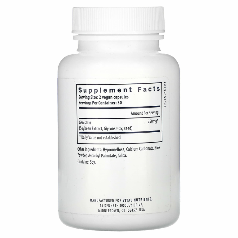 Vital Nutrients, генистеин, 60 веганских капсул