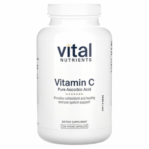 Vital Nutrients, чистая аскорбиновая кислота с витамином C, 220 веганских капсул