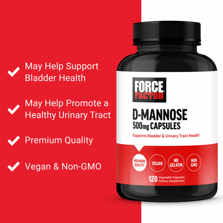 Force Factor, D-манноза, 500 мг, 120 растительных капсул