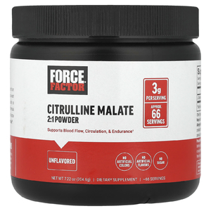 Force Factor, цитруллин малат 2:1 в порошке, без вкусовых добавок, 204,6 г (7,22 унции)