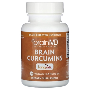 BrainMD, Куркумины для мозга, 30 веганских капсул (400 мг в 1 капсуле)