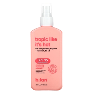 b.tan, Tropic Like It's Hot, солнцезащитное масло-спрей для глубокого загара, SPF 15, 236 мл (8 жидк. унц.)