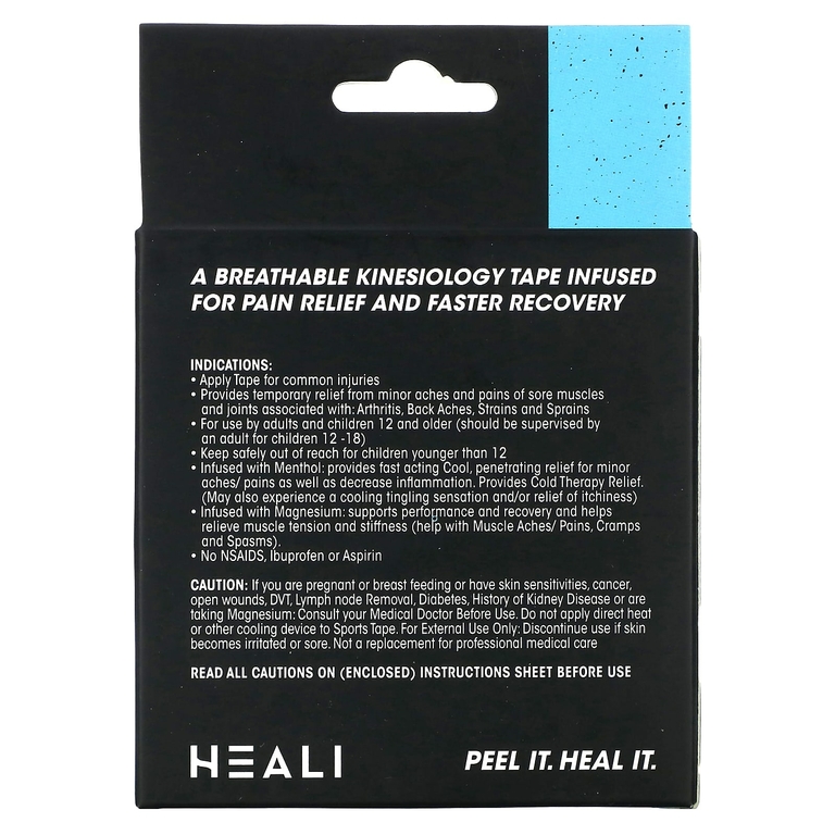 Heali Medical Corp, дышащее эластичное кинезиологическое тейпирование, синий камуфляж, 20 предварительно нарезанных полосок