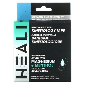 Heali Medical Corp, дышащий эластичный кинезиологический тейп, черный, 20 предварительно вырезанных полосок
