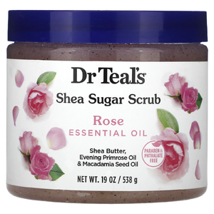 Dr. Teal's, сахарный скраб с маслом ши, эфирное масло розы, 538 г (19 унций)