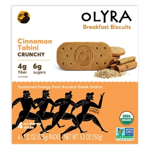 Olyra, органическое печенье для завтрака, тахини с корицей, 4 упаковки по 37,5 г (1,32 унции)