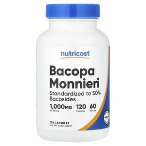 Nutricost, бакопа, 120 капсул (500 мг в 1 капсуле)