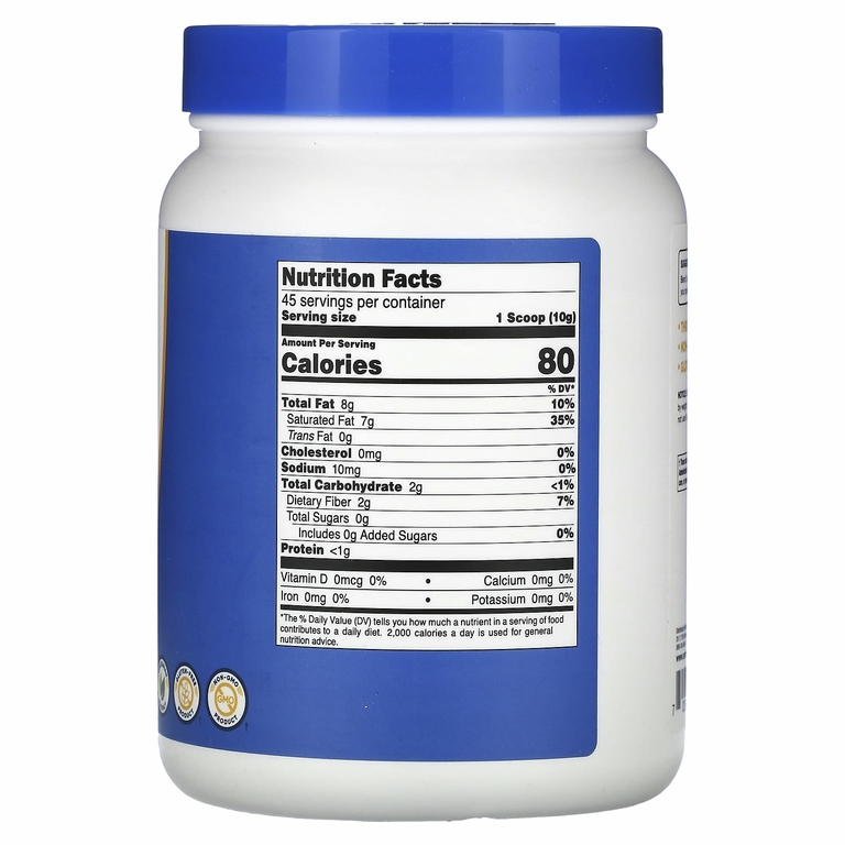 Nutricost, кокосовое масло в порошке, без добавок, 454 г (16 унций)