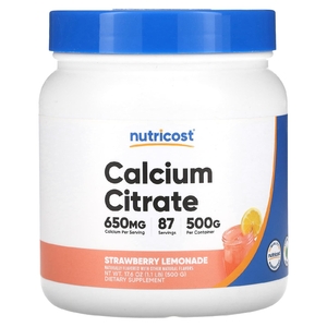 Nutricost, цитрат кальция, со вкусом клубничного лимонада, 500 г (17,6 унции) (Товар снят с продажи) 