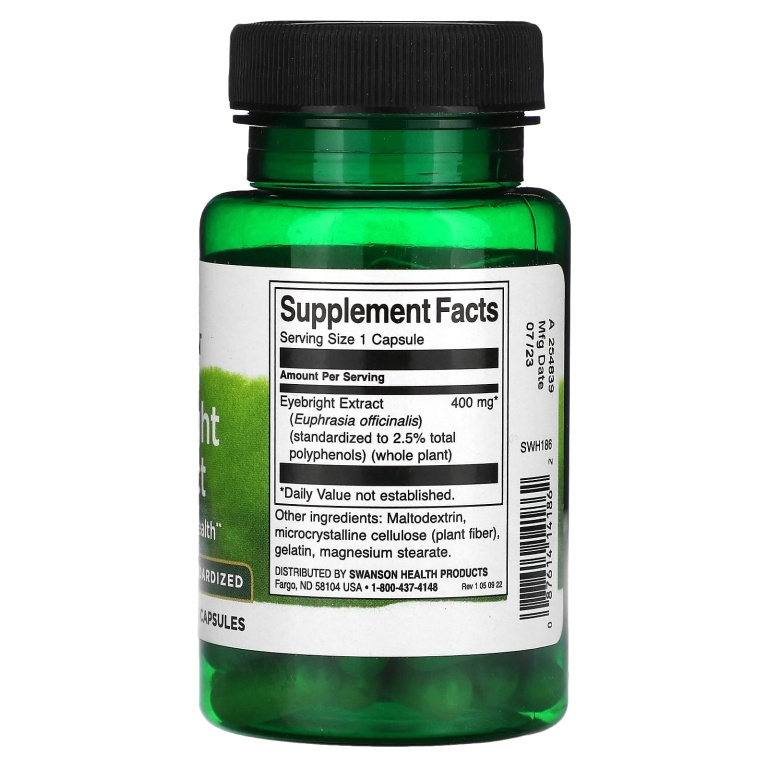 Swanson Vitamins, экстракт очанки, 400 мг, 60 капсул (Товар снят с продажи) 