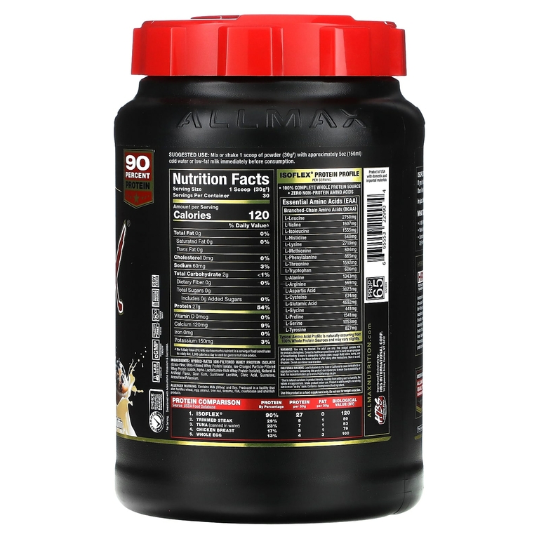 ALLMAX, ISOFLEX®, чистый изолят сывороточного протеина, со вкусом голубики, 907 г (2 фунта)