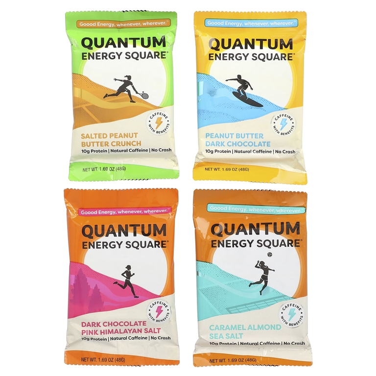 Quantum Energy Square, набор из 8 разных продуктов, 8 батончиков по 48 г (1,69 унции) (Товар снят с продажи) 