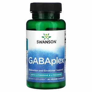 Swanson, GABAplex с L-тирозином и L-теанином, 60 растительных капсул