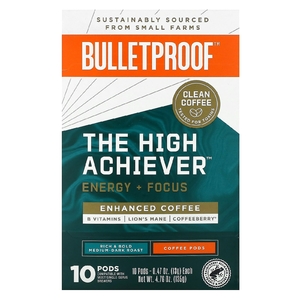 BulletProof, The High Achiever, кофе в капсулах, средней и темной обжарки, 10 капсул по 13 г (0,47 унции)
