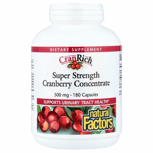 Natural Factors, концентрат клюквы, 500 мг, 180 капсул