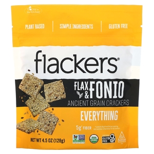 Flackers, Flax & Fonio, крекеры со вкусом традиционных злаков, все, 128 г (4,5 унции) (Товар снят с продажи) 