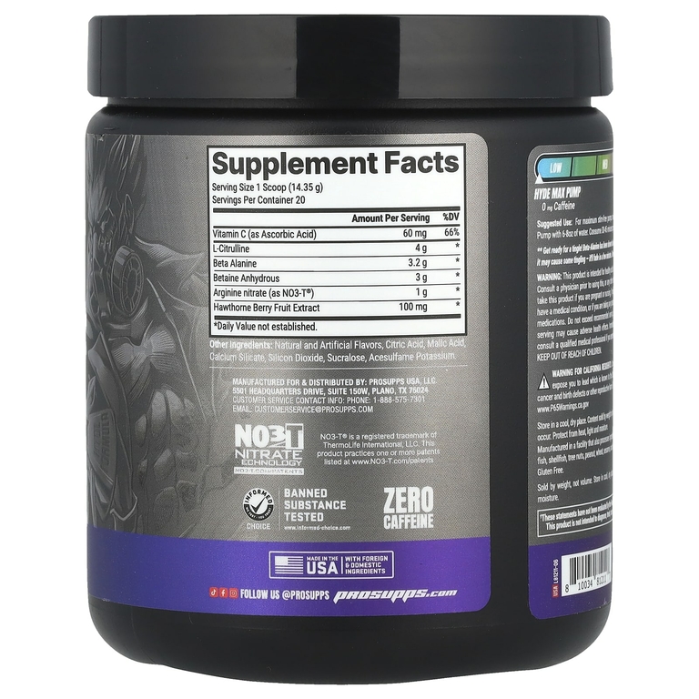 ProSupps, Hyde®, Max Pump, предтренировочный комплекс, синий Razz, 286,9 г (10,12 унции)
