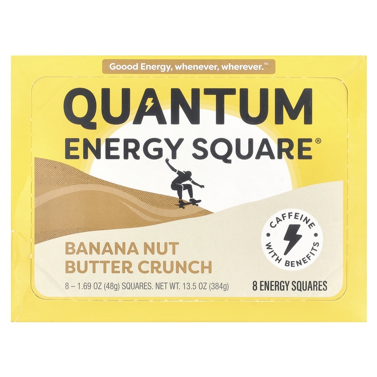 Quantum Energy Square, Хрустящая банановая и ореховая паста, 8 энергетических квадратов, 48 г (1,69 унции) каждый