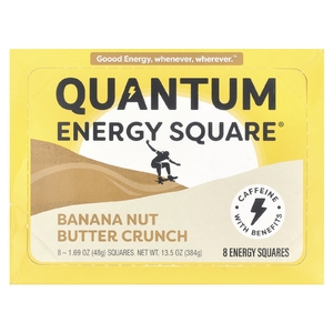 Quantum Energy Square, Хрустящая банановая и ореховая паста, 8 энергетических квадратов, 48 г (1,69 унции) каждый
