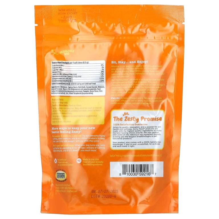 Zesty Paws, All-In-One Training Bites, комплекс для тренировок, для собак всех возрастов, со вкусом бекона, 340 г (12 унций)