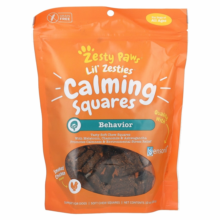 Zesty Paws, Lil' Zesties, Calming Square, для собак любого возраста, копченая курица, 283 г (10 унций)