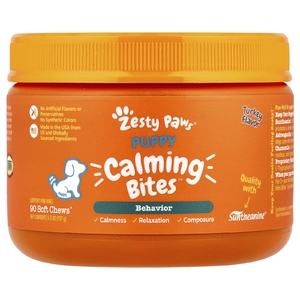Zesty Paws, Puppy Calming Bites ™, для собак, индейка, 90 жевательных таблеток, 157 г (5,5 унции)
