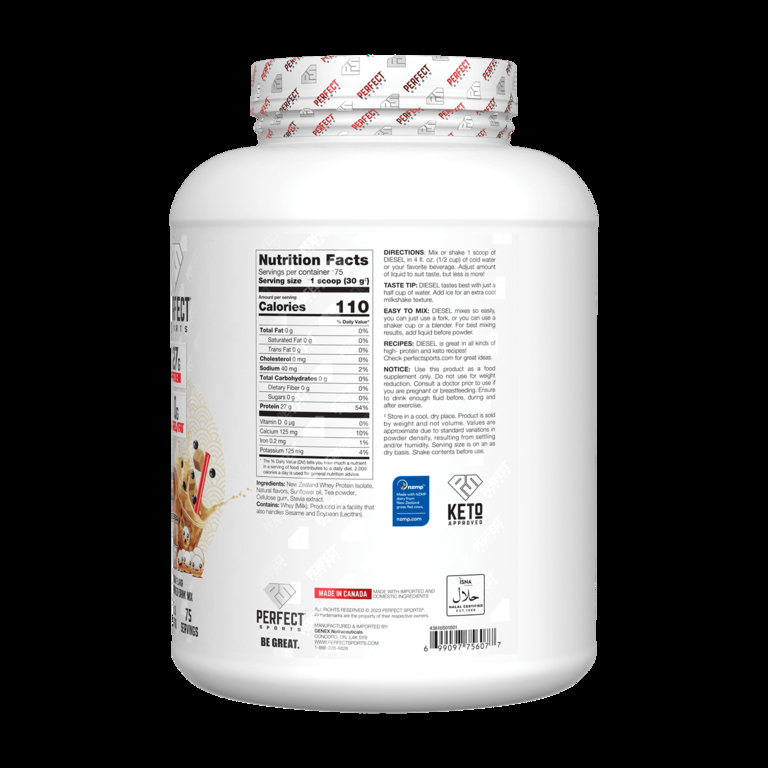 PERFECT Sports, Diet, новозеландский сывороточный изолят, пенистый чай, коричневый сахар, 2,27 кг (5 фунтов)