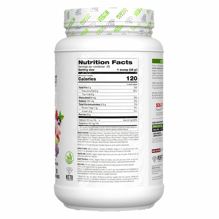 PERFECT Sports, Diet, веганская, 100% смесь растительных протеинов, с ягодным вкусом, 700 г (1,5 фунта)