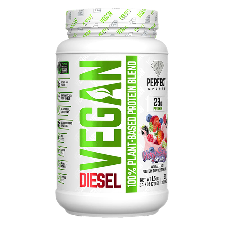 PERFECT Sports, Diet, веганская, 100% смесь растительных протеинов, с ягодным вкусом, 700 г (1,5 фунта)