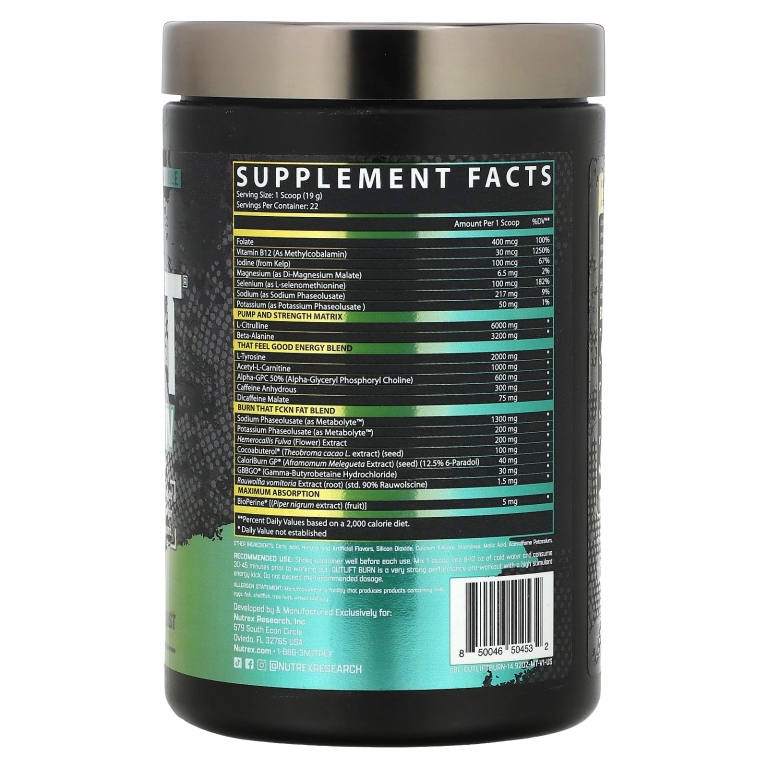 Nutrex Research, Outlift Burn, со вкусом Maui Twist, 422,4 г (14,92 унции)