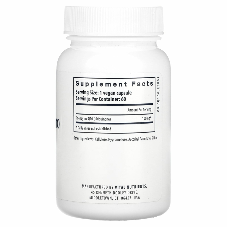 Vital Nutrients, коэнзим Q10, 100 мг, 60 веганских капсул