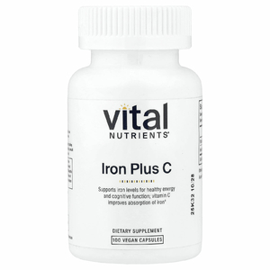 Vital Nutrients, Iron Plus C, 100 веганских капсул