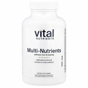 Vital Nutrients, мультипитательные вещества (без железа и йода), 180 вегетарианских капсул