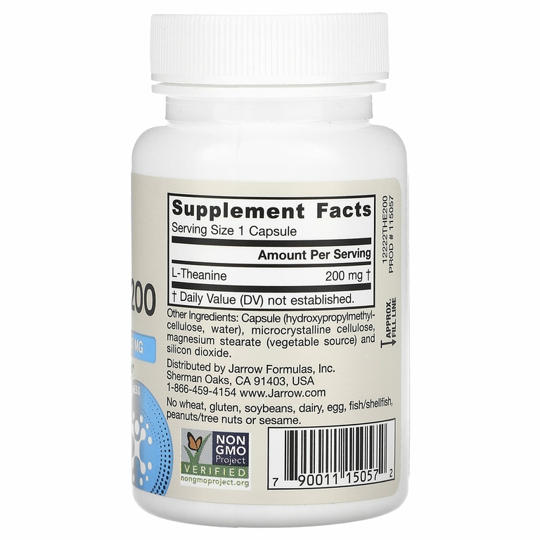Jarrow Formulas, Теанин 200, 200 мг, 60 вегетарианских капсул
