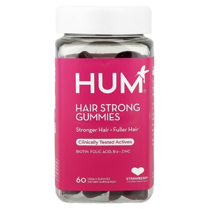 HUM Nutrition, жевательные таблетки для укрепления волос, со вкусом клубники, 60 веганских жевательных таблеток