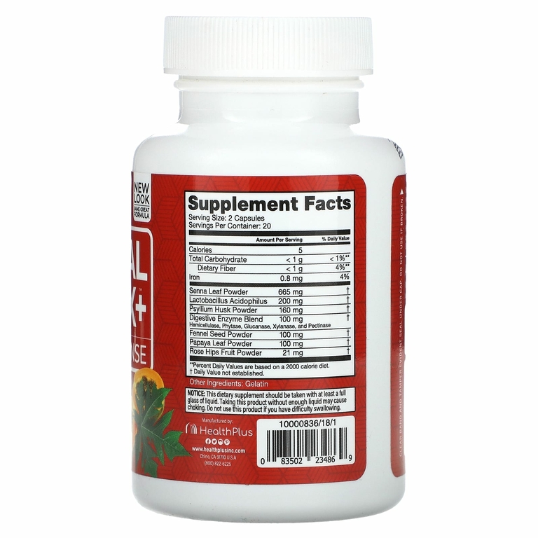 Health Plus, Herbal Detox+, очищение в течение 10 дней, 40 капсул