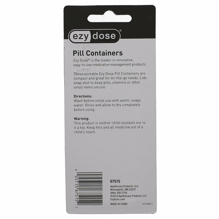 Ezy Dose, переносные контейнеры для таблеток, 2 шт.