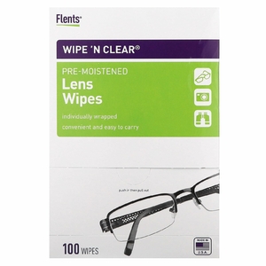 Flents, Wipe 'N Clear, увлажняющие салфетки для линз, 100 шт.