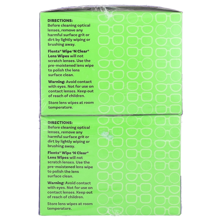 Flents, Wipe 'N Clear для линз, 2 упаковки, 75 шт. в каждой