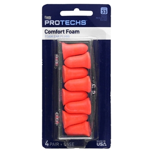 Flents, Protechs, Comfort Foam, беруши из поролона, 4 пары в футляре