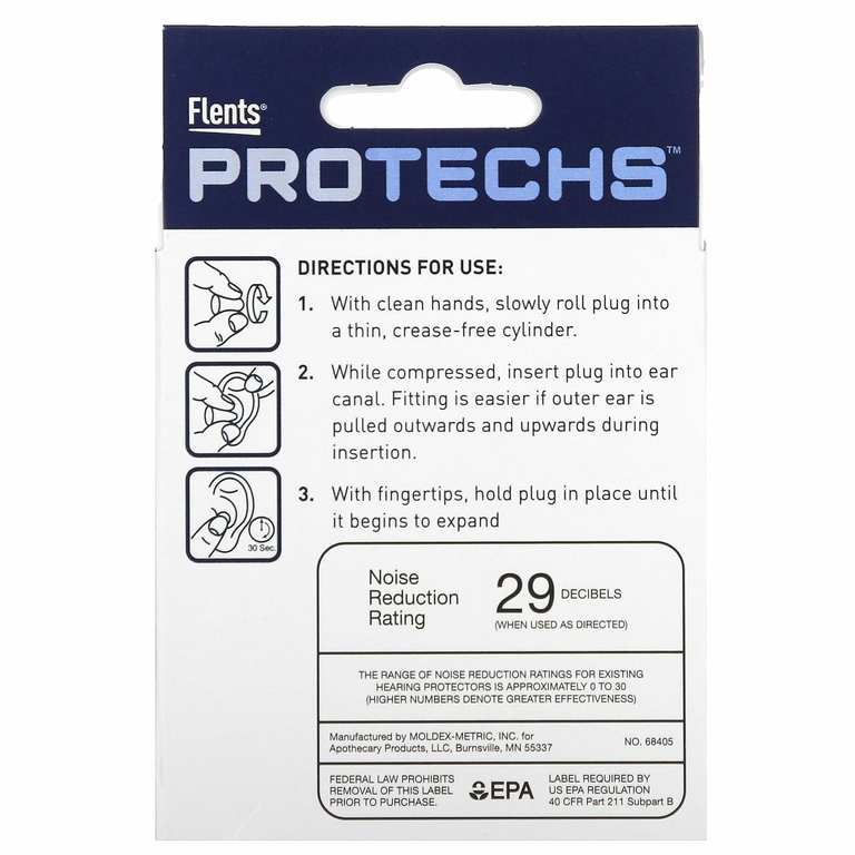Flents, Protechs, Super Sleep, беруши из поролона, 10 пар в футляре