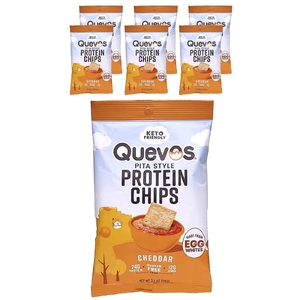 Quevos, протеиновые чипсы из питы, со вкусом чеддера, 6 пакетиков Family Pack по 90 г (3,2 унции) (Товар снят с продажи) 
