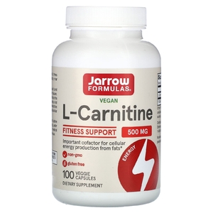 Jarrow Formulas, L-карнитин 500, 500 мг, 100 вегетарианских капсул