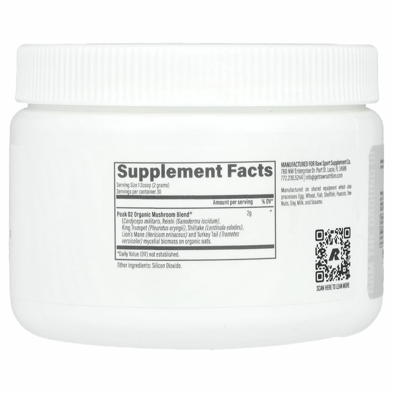 Raw Nutrition, Peak O2, витамин без добавок, 62,25 г (2,2 унции)