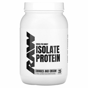 Raw Nutrition, сывороточный изолят протеина от коров травяного откорма, печенье и сливки, 900 г (1,98 фунта)